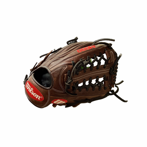 Vist Large View of Product Image Which is Used Wilson A1000 12.5 RHT BB/SB Glove RH Throw Brown 12 1/2"