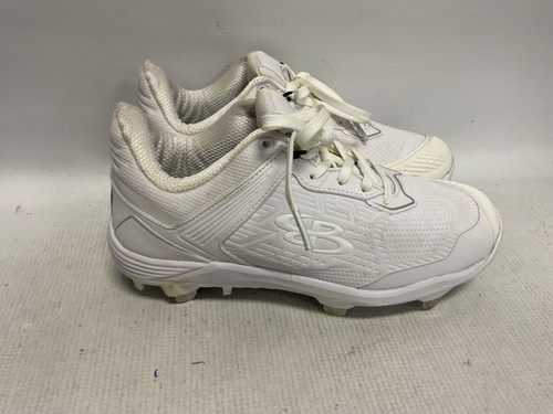 Vist Large View of Product Image Which is Used BoomBah METAL BASEBALL CLEATS BB/SB Cleats White Senior 7.5