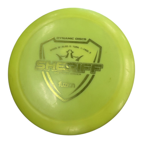 Vist Large View of Product Image Which is Used Dynamic Discs FUZION SHERIFF Disc Golf Driver Yellow