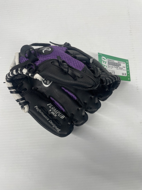 Vist Large View of Product Image Which is Used Rawlings PLAYER SERIES BB/SB Glove RH Throw Purple 9"