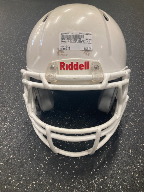 Vist Large View of Product Image Which is Used Riddell VICTOR HELMET YOUTH 2021 FB Helmet White S/M