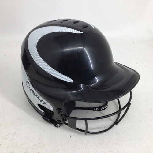 Vist Large View of Product Image Which is Used RIP-IT S/M 6 - 6 7/8 SOFTBALL HELMET W/ MASK Batting Helmet w/Mask Black One Size