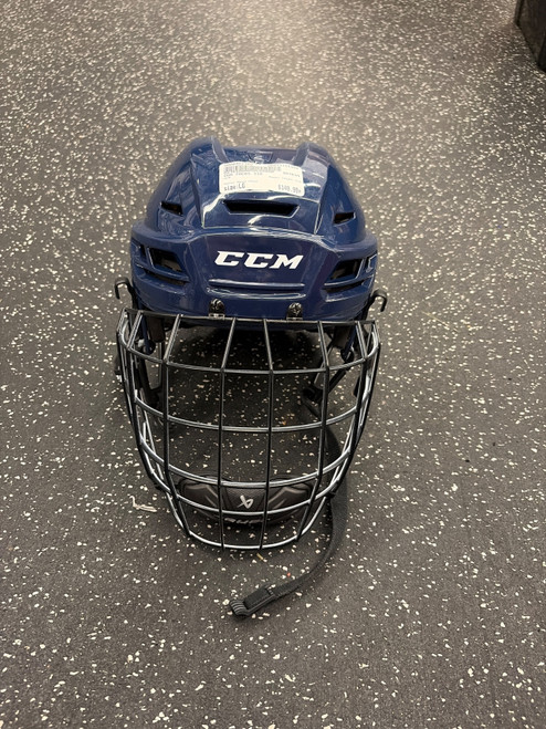 Vist Large View of Product Image Which is Used CCM TACKS 310 Helmet Cage Combo Navy Blue LG