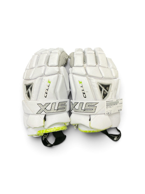 Vist Large View of Product Image Which is Used STX CELL VI Lacrosse Gloves Mens White LG