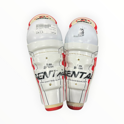 Vist Large View of Product Image Which is Used USA Hockey RENTAL Youth Shin Guards White 8"
