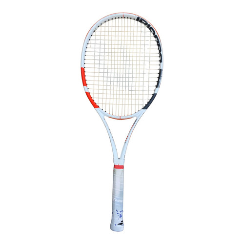 Vist Large View of Product Image Which is Used Babolat PURE STRIKE 16X19 Adult Tennis Racquet White 4 1/4"