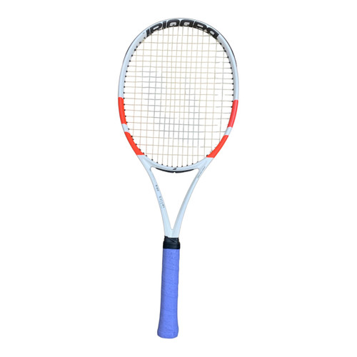 Vist Large View of Product Image Which is Used Babolat PURE STRIKE 100 16/20 Adult Tennis Racquet White 4 1/4"