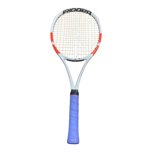 Vist Large View of Product Image Which is Used Babolat PURE STRIKE 100 16/20 Adult Tennis Racquet White 4 1/4"
