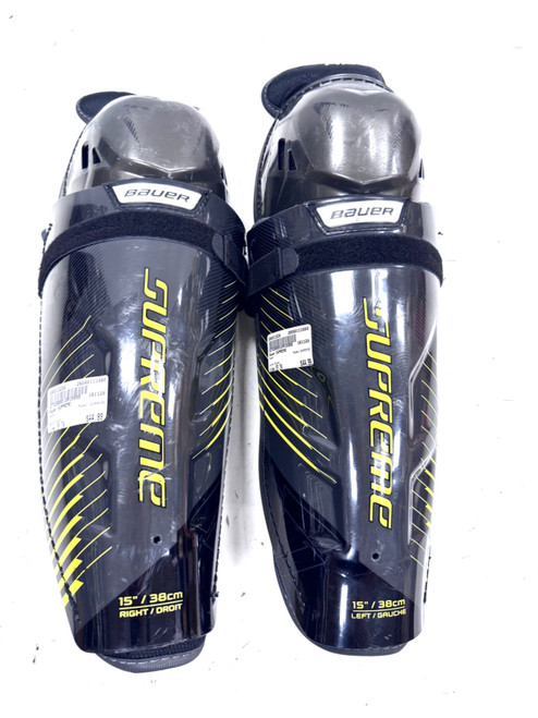 Vist Large View of Product Image Which is Used Bauer SUPREME Senior Shin Guards Black 15"
