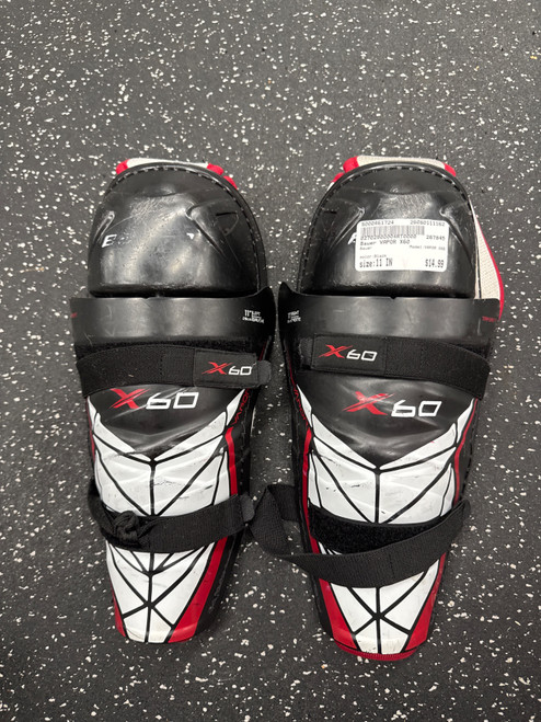 Vist Large View of Product Image Which is Used Bauer VAPOR X60 Junior Shin Guards Black 11"