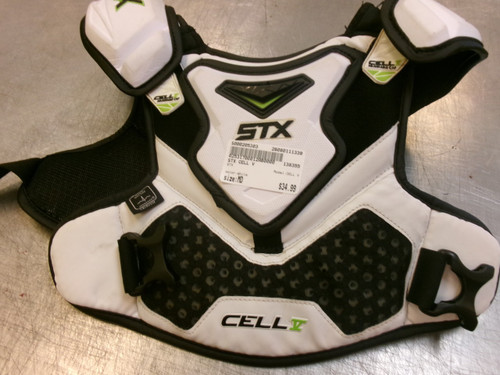 Vist Large View of Product Image Which is Used STX CELL V Lacrosse Shoulder Pads White MD