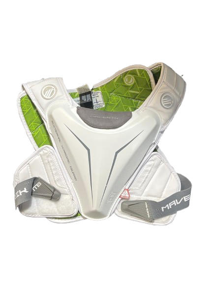 Vist Large View of Product Image Which is Used Maverik M5 EKG SHOULDER PADS - MD Lacrosse Shoulder Pads White MD