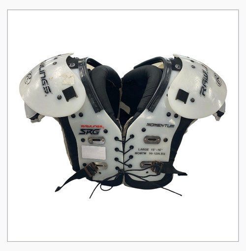 Vist Large View of Product Image Which is Used Rawlings SRG MOMENTUM FB Shoulder Pads White LG