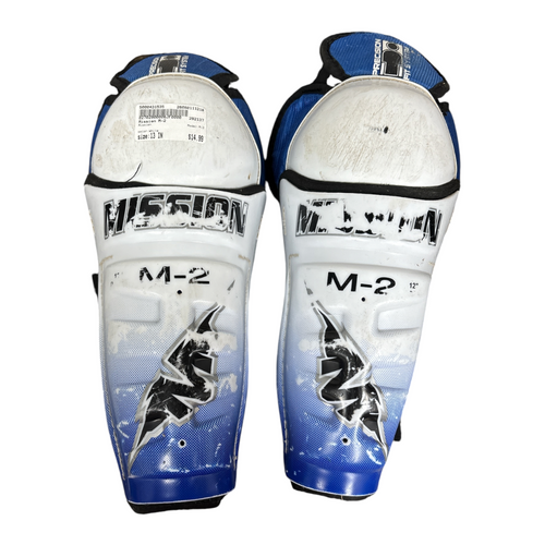 Vist Large View of Product Image Which is Used Mission M-2 Senior Hockey Shin Guards White 13"
