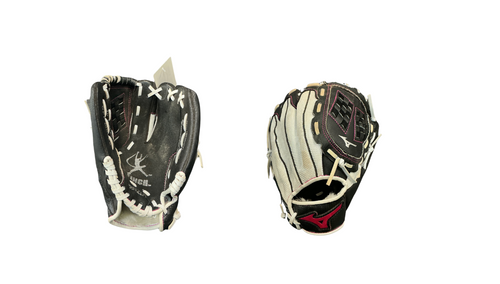 Vist Large View of Product Image Which is Used Mizuno FINCH BB/SB Glove RH Throw Black And Pink 10"