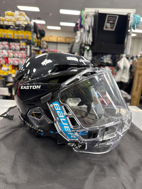Vist Large View of Product Image Which is Used Easton E700 W/ BAUER CONCEPT 3 SR EXPIRED Helmet Full Visor Combo Black MD