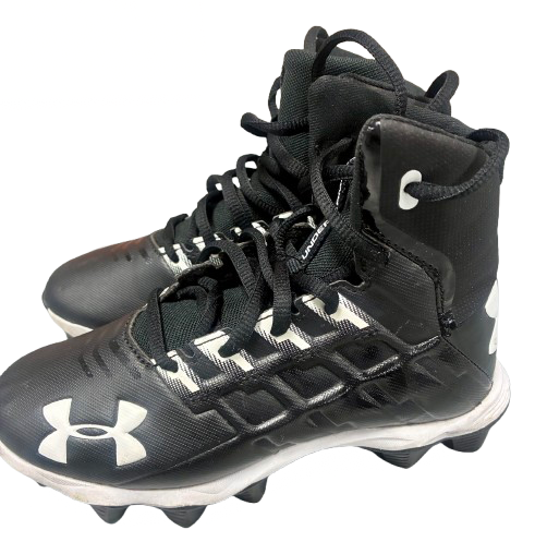 Vist Large View of Product Image Which is Used Under Armour Youth FB Cleats Black And White Youth 13.0