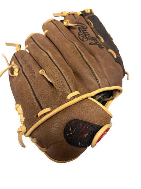 Vist Large View of Product Image Which is Used Rawlings THE FINEST IN THE FIELD BB/SB Glove RH Throw Brown 12 1/2"