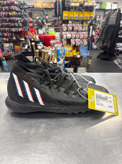 Vist Large View of Product Image Which is Used Adidas Predator Edge.3 Soccer Turf Shoes Black Senior 10.5