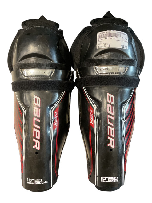 Vist Large View of Product Image Which is Used Bauer NSX 10 SG Junior Shin Guards Black 10"