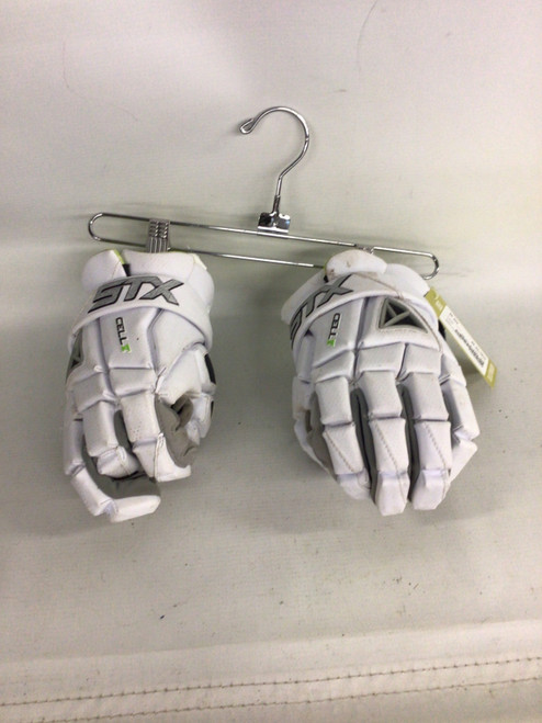 Vist Large View of Product Image Which is Used STX CELL 5 Lacrosse Gloves Mens White 13"