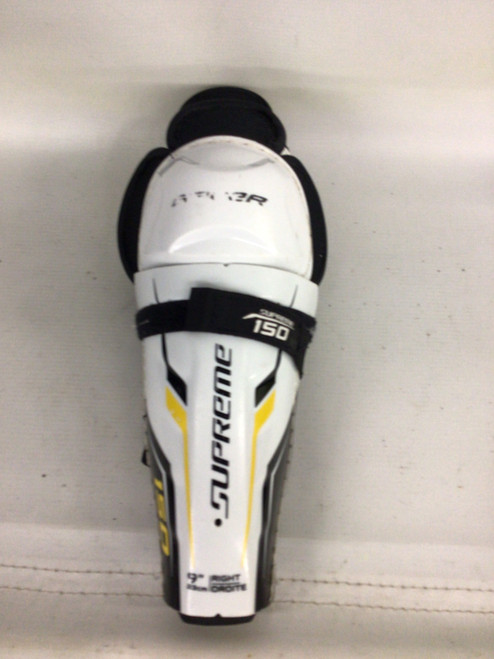 Vist Large View of Product Image Which is Used Bauer SUPREME 150 Youth Shin Guards White 9"