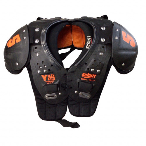 Vist Large View of Product Image Which is Used Schutt Y FLEX FB Shoulder Pads Black SM
