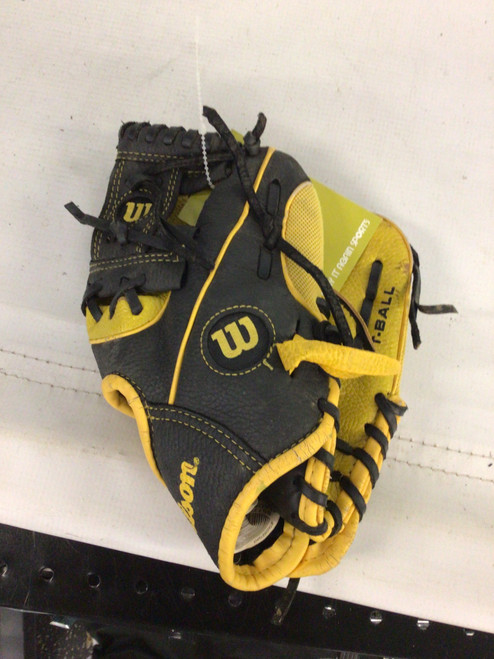 Vist Large View of Product Image Which is Used Wilson A02RB16PIT BB/SB Glove RH Throw Yellow 10"