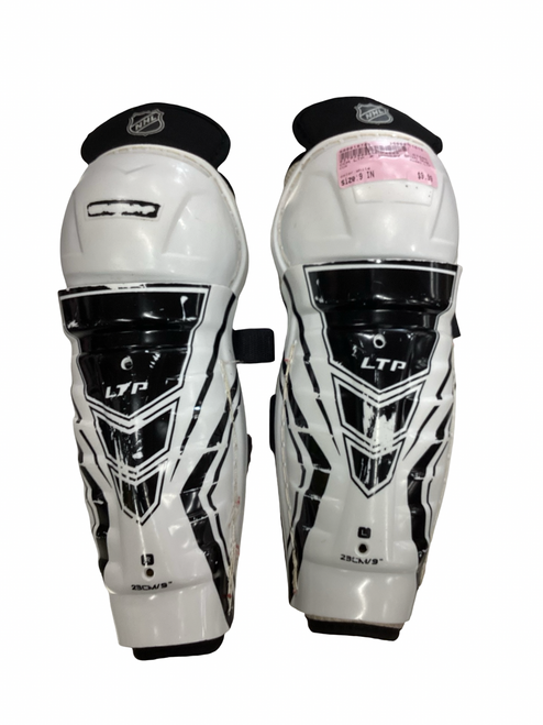 Vist Large View of Product Image Which is Used CCM LTP Junior Shin Guards White 9"
