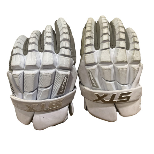 Vist Large View of Product Image Which is Used STX SURGEON Lacrosse Gloves Mens White MD