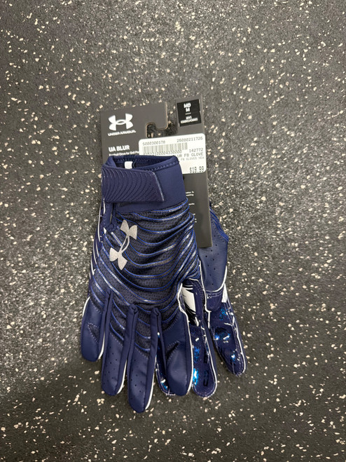 Vist Large View of Product Image Which is Used Under Armour BLUR FB GLOVES NEW FB Gloves Navy Blue MD