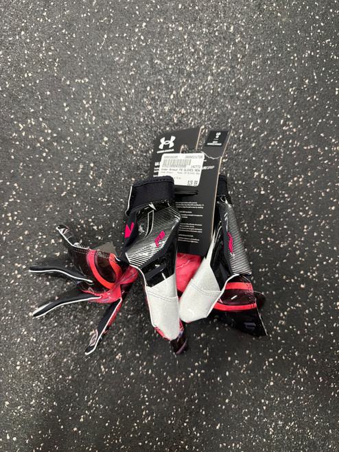 Vist Large View of Product Image Which is Used Under Armour F8 GLOVES NEW FB Gloves Black And Pink LG