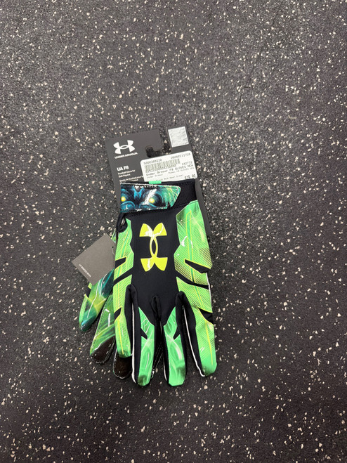 Vist Large View of Product Image Which is Used Under Armour F8 GLOVES NEW FB Gloves Black And Neon Green LG