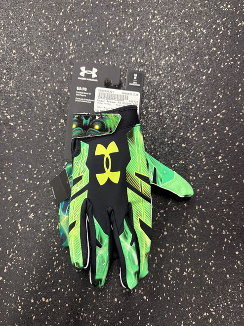 Vist Large View of Product Image Which is Used Under Armour F8 GLOVES NEW FB Gloves Black And Neon Green LG
