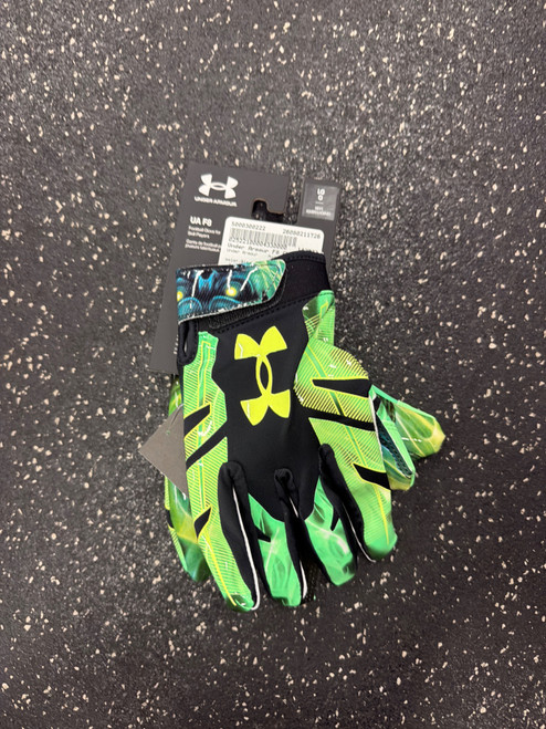 Vist Large View of Product Image Which is Used Under Armour F8 GLOVES NEW FB Gloves Black And Neon Green LG