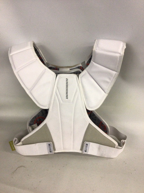 Vist Large View of Product Image Which is Used Warrior BURN Lacrosse Shoulder Pads White LG