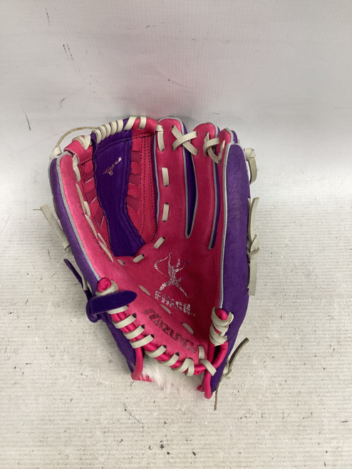 Vist Large View of Product Image Which is Used Mizuno FINCH BB/SB Glove RH Throw Pink 10"