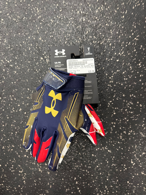 Vist Large View of Product Image Which is Used Under Armour F8 GLOVES NEW FB Gloves Navy Blue LG