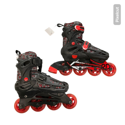 Vist Large View of Product Image Which is Used RollerDerby 2 IN 1 ADJ SKATES 3-6 Junior Rec Fitness Skates Black Adjustable