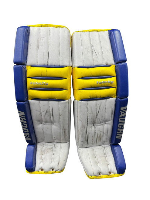 Vist Large View of Product Image Which is Used Vaughn 7600 Goalie Leg Pads Senior Yellow 35"