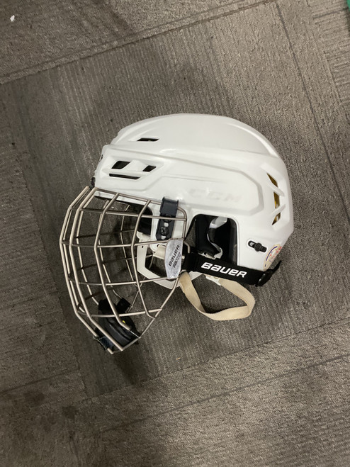 Vist Large View of Product Image Which is Used CCM TACKS 310 Helmet Cage Combo White MD
