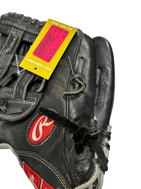 Vist Large View of Product Image Which is Used Rawlings SPL120AJBB BB/SB Glove RH Throw Black 12"
