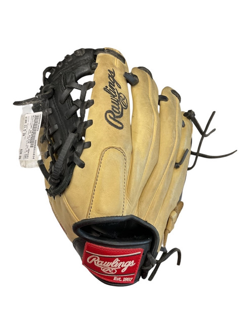 Vist Large View of Product Image Which is Used Rawlings GG ELITE 11.5 INCH BB/SB Glove LH Throw Black And Tan 11 1/2"
