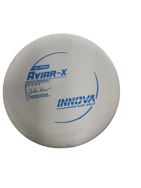 Vist Large View of Product Image Which is Used Innova JK PRO AVIAR-X Disc Golf Putter White