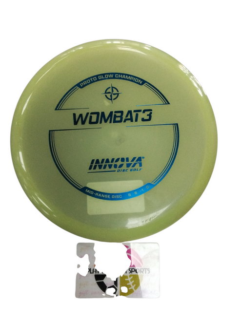 Vist Large View of Product Image Which is Used Innova WOMBAT 3 PROTO GLOW CHAMPION Disc Golf Mid Range Tan