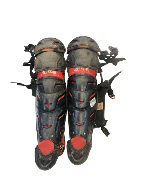 Vist Large View of Product Image Which is Used All-Star LG30WPRO Catchers Leg Guards Red Adult