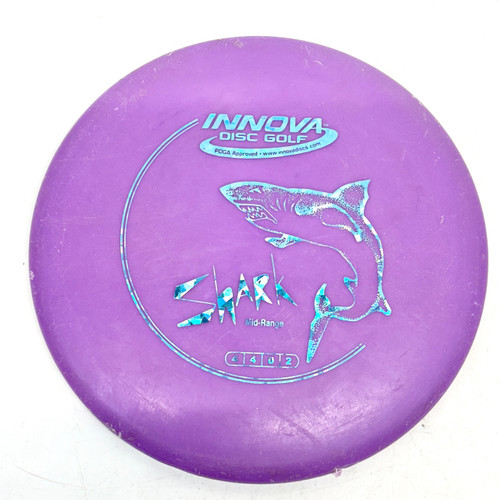 Vist Large View of Product Image Which is Used Innova DX SHARK Disc Golf Mid Range Purple 150g