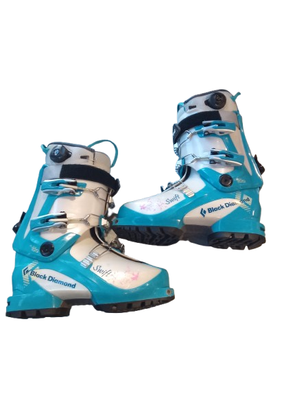 Vist Large View of Product Image Which is Used Black Diamond SWIFT Womens DH Ski Boot Carolina Blue 235 MP - J05.5 - W06.5