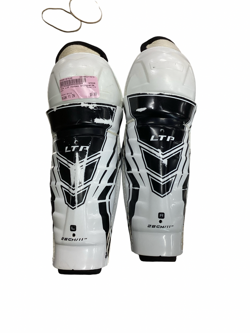 Vist Large View of Product Image Which is Used CCM LTP Junior Shin Guards White 11"