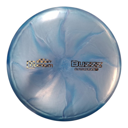 Vist Large View of Product Image Which is Used Discraft BUZZ TITANIUM Disc Golf Mid Range Royal Blue 178g
